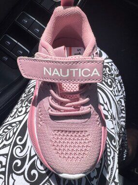 Nautica girls sneakers, pink & white, Size 6